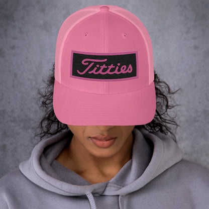 Embroidered Pink Titties Trucker Cap